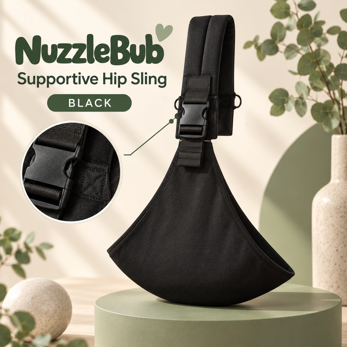 Black NuzzleBub Supportive Hip Sling product view