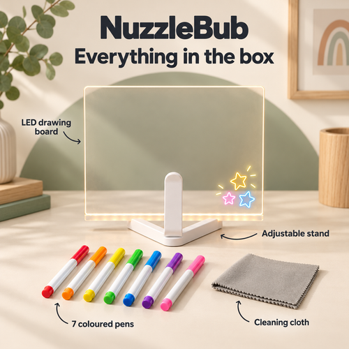 NuzzleBub LED Drawing Board box contents