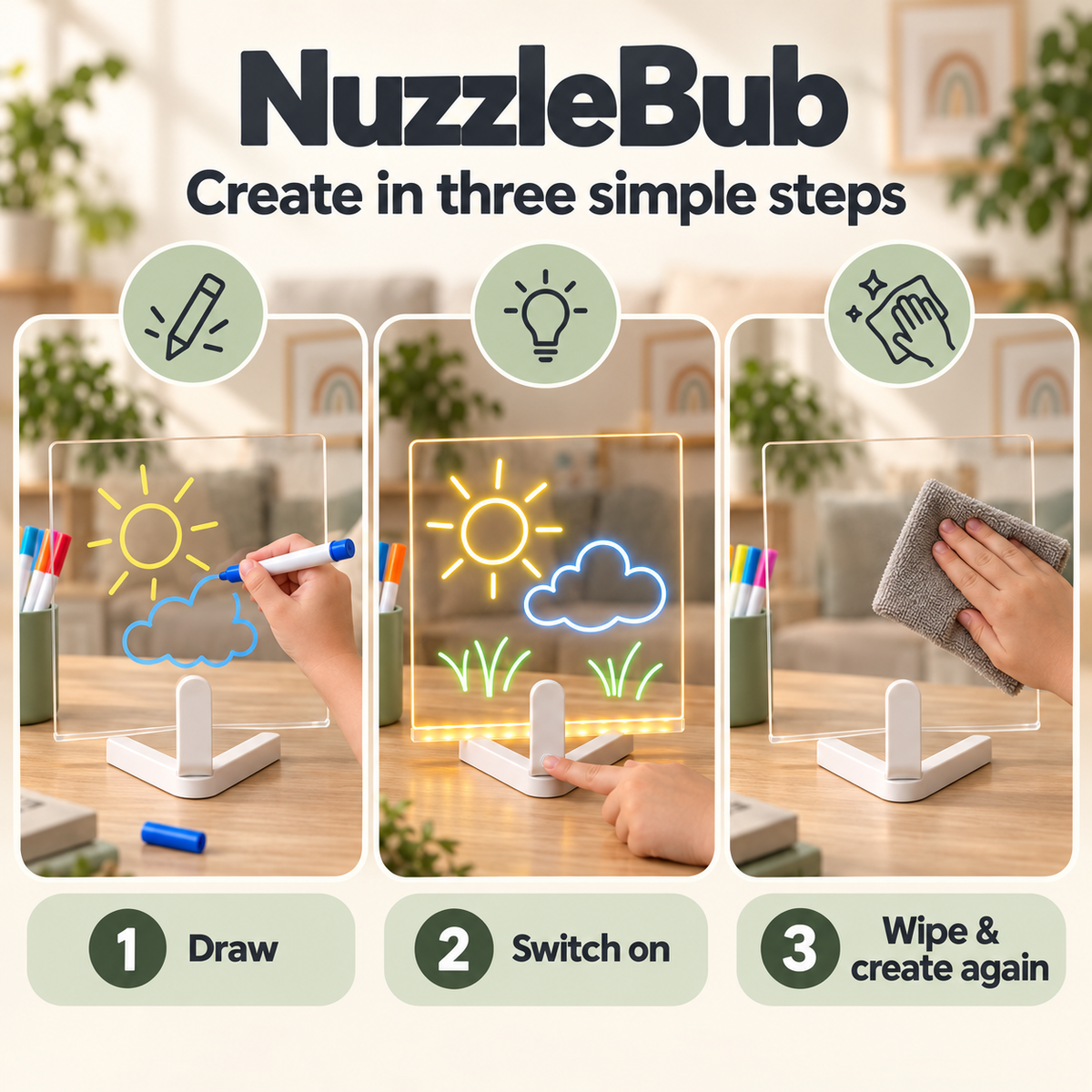 How to use the NuzzleBub LED Drawing Board